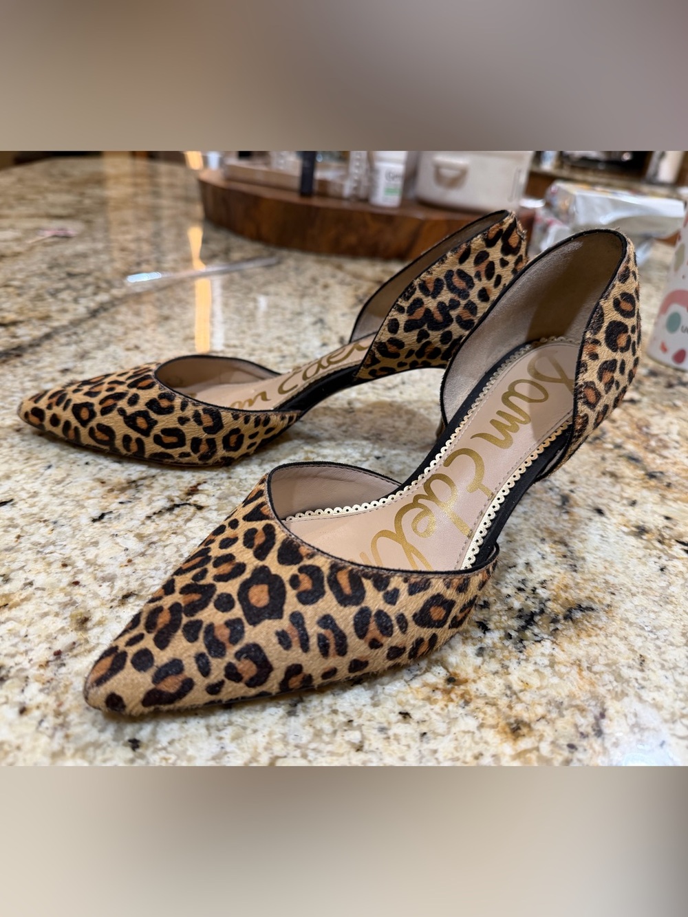 Sam Edelman Leopard Print Pointed-Toe D'Orsay Heels - Brown/Black - Picture 5 of 7